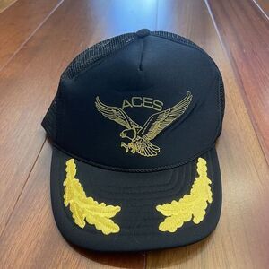 ACES Black Military Eagle Mesh Trucker‎ Snapback Hat Vintage Nissun